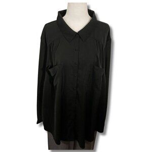 TORRID Plus-size black button-down 3/4th sleeve shirt ~ Goth 3X 4X silky blouse